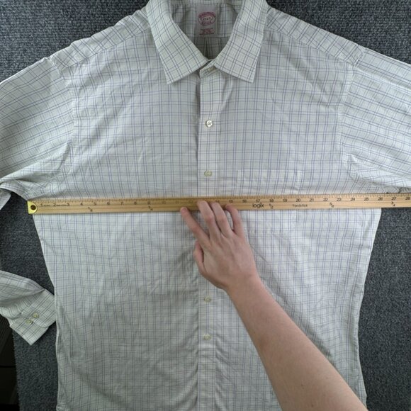 Brooks Brothers Green Purple Button Up Shirt Men Cotton 17 34/35 Traditional Fit - Picture 5 of 13